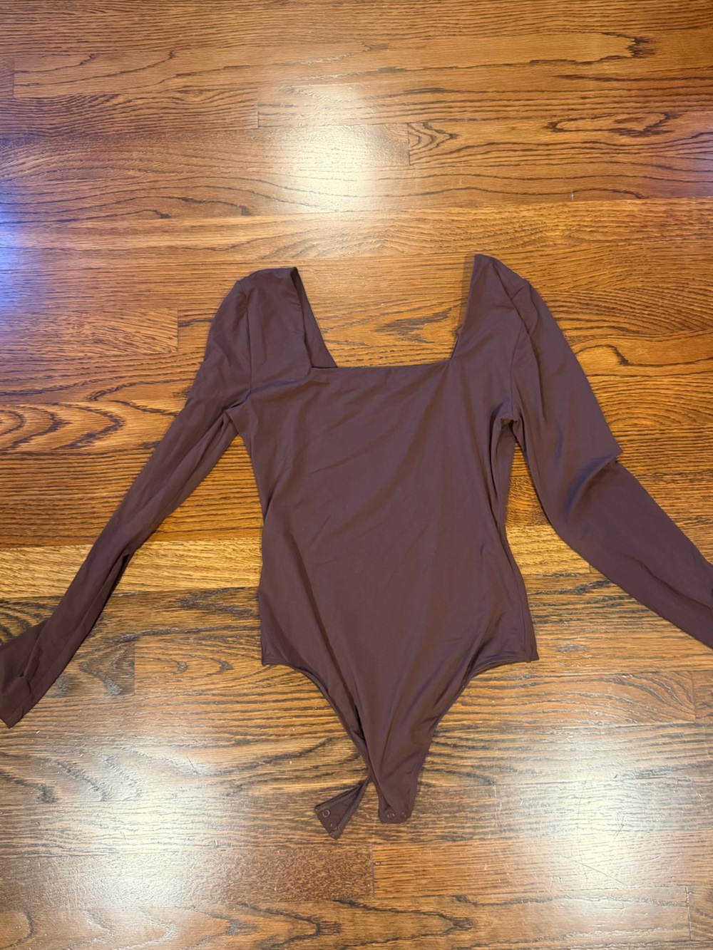 Quince Brown Long Sleeve Square Neck Bodysuit